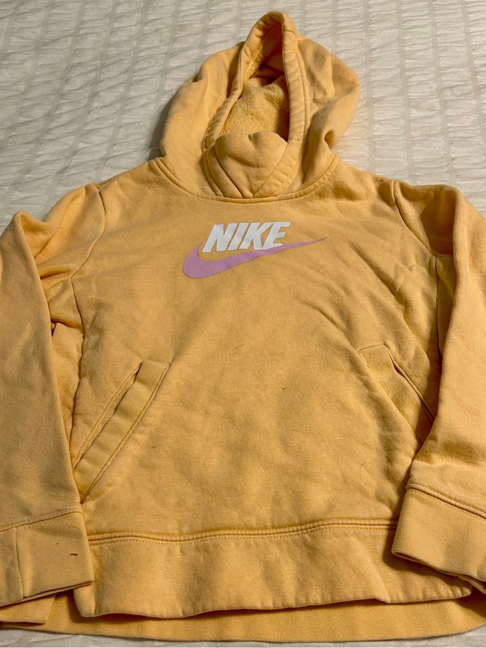 Nike Yellow Hoodie with Pink Swoosh Logo